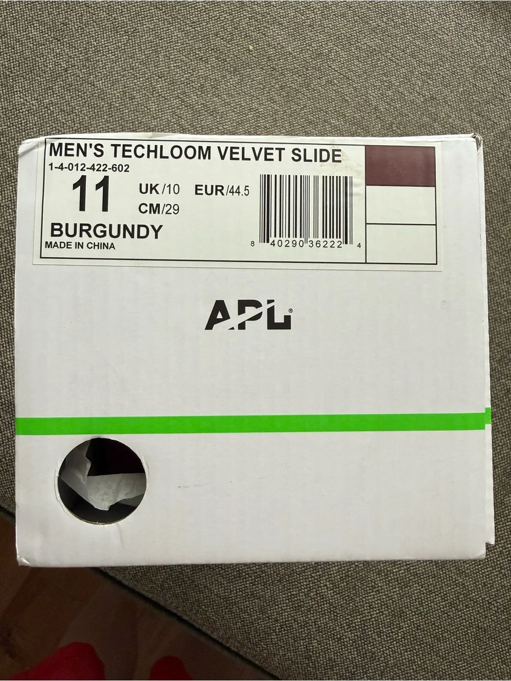 NEW APL Men's Burgundy Techloom Velvet Slide Size 11 Casual Sporty Athletic
